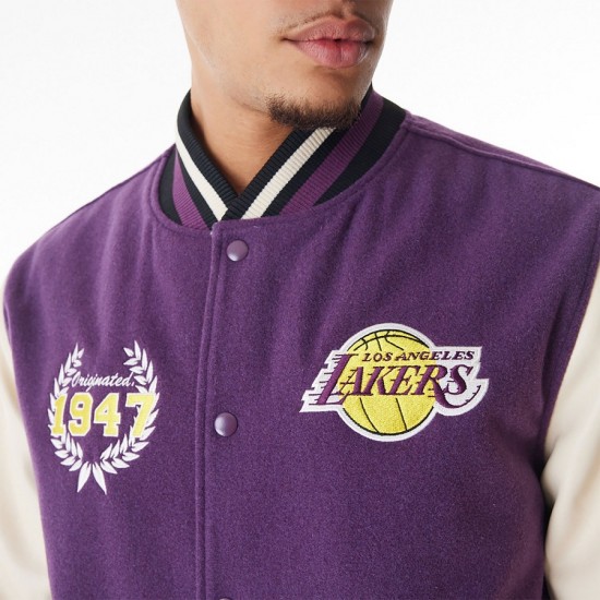 LA Lakers NBA Lifestyle Dark Purple Varsity Jacket