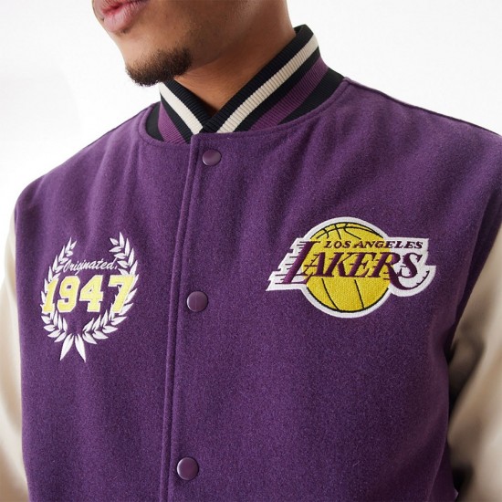 LA Lakers NBA Lifestyle Dark Purple Varsity Jacket