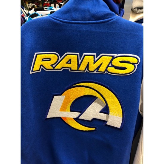 LOS ANGELS RAMS NFL Mash Up Mens ROYAL BLUE Varsity JACKET