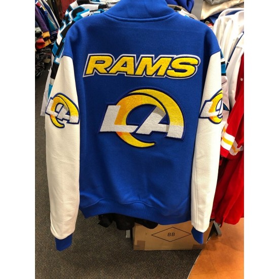 LOS ANGELS RAMS NFL Mash Up Mens ROYAL BLUE Varsity JACKET