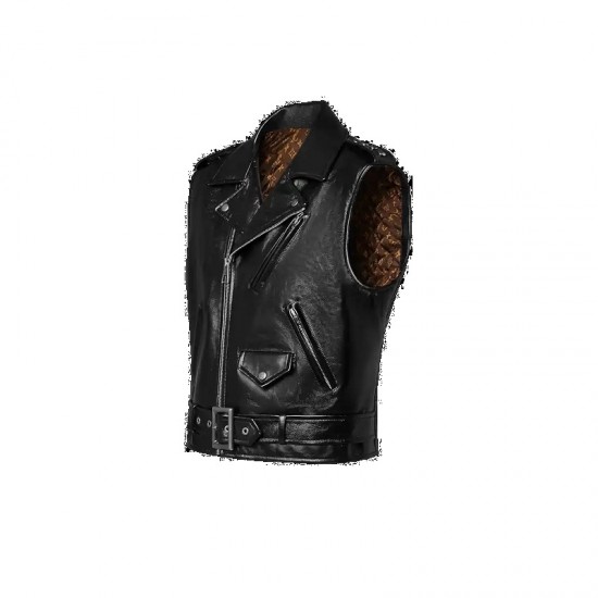 LV Sleeveless Grained Leather Biker Vest