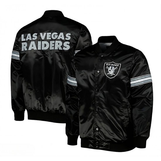 Las Vegas Raiders Black Satin Varsity Jacket