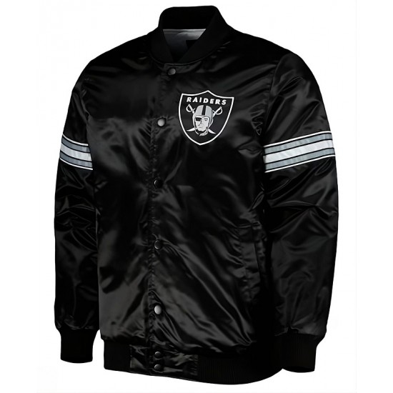 Las Vegas Raiders Black Satin Varsity Jacket