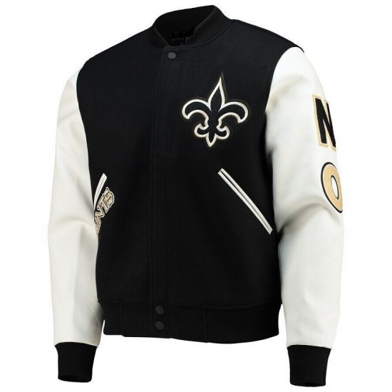 Letterman New Orleans Saints Black and White Varsity Jacket