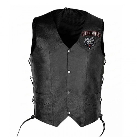 Lone Wolf Biker Leather Vest