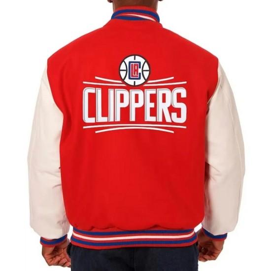 Los Angeles Clippers Varsity Red and White Jacket