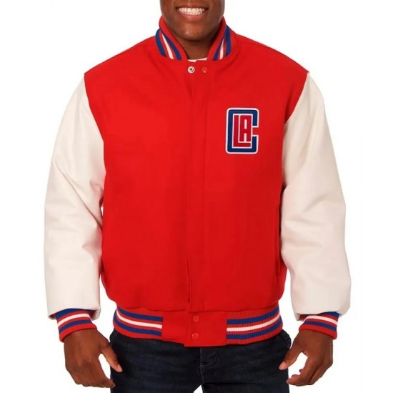 Los Angeles Clippers Varsity Red and White Jacket