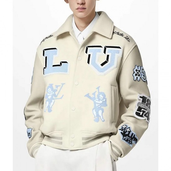 LV Bunny Cream Varsity Jacket