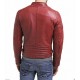 MJ Men's Genuine Lambskin Leather Jacket Red Slim Fit Biker Motorcycle Jacket