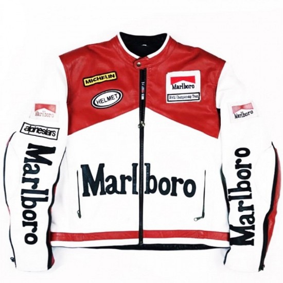 Marlboro Racing Red And White Leather Jacket