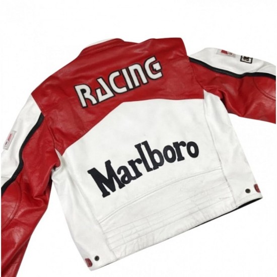 Marlboro Racing Red And White Leather Jacket