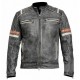 Men Biker Vintage Style Cafe Racer Retro Distressed Leather Jacket