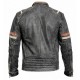 Men Biker Vintage Style Cafe Racer Retro Distressed Leather Jacket