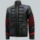 Men Black Military Leather Jacket