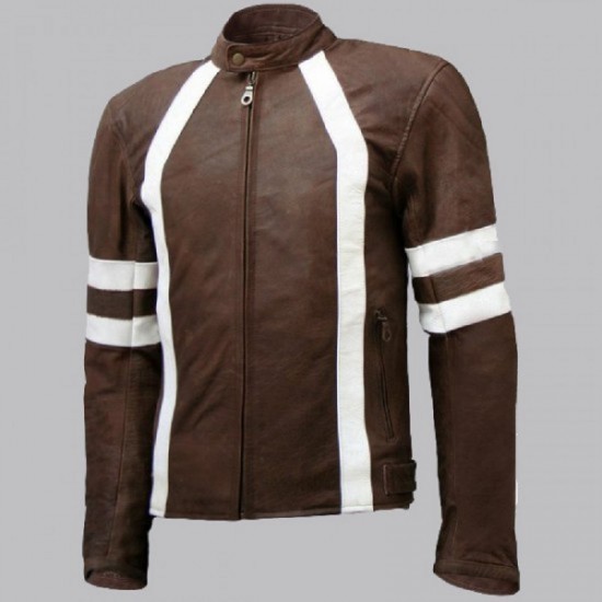 Men Distressed Vintage Leather Motorcycle Jacket