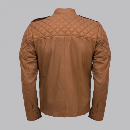 Men Sheepskin Tan Leather Jacket