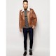 Men's Aviator Brown Leather Faux Shearling Jacket