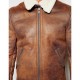 Men's Aviator Brown Leather Faux Shearling Jacket