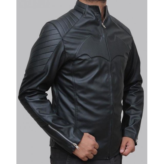 Men's Batman Black Logo Leather Jacket