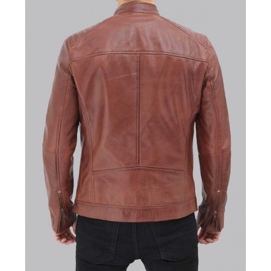 Men's Benjamin Cafe Racer Brown Leather Jacket