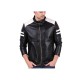 Men's Biker Leather Jacket White Stripes On Sleeves