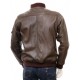 Men's Black And Dark Brown Classic Elegant Leather Bomber Jacket