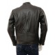 Men's Black Slimfit Stylish Classic Cafe Racer Tab Collar Leather Biker Jacket