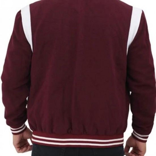 Men's Bomber Varsity Maroon College Jacket