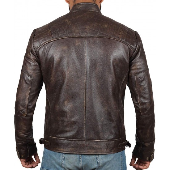 Men's Brown Genuine Lambskin Motorcycle Leather Jacket