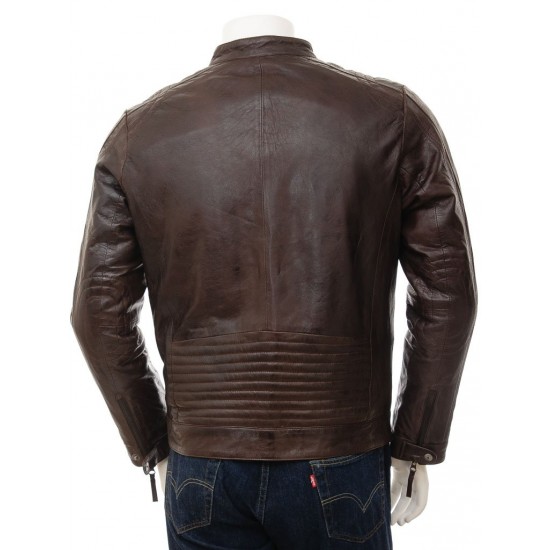 Men's Cafe Racer Leather Motorcycle Jacket