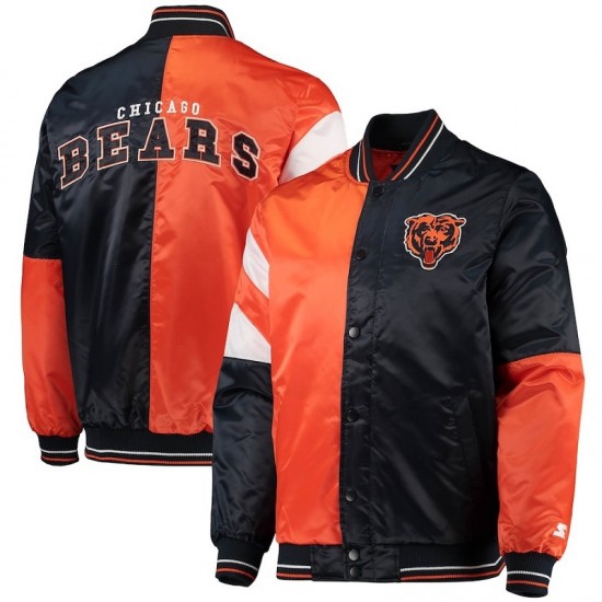 Men's Chicago Bears Starter Navy and Orange Leader Varsity Jacket