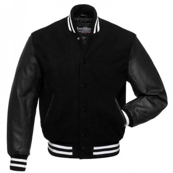 Men's College Black Bomber Jacket