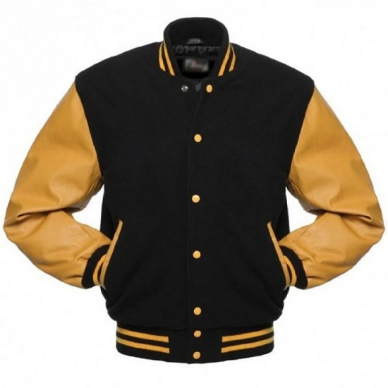 Men's College Varsity Black and Yellow Jacket