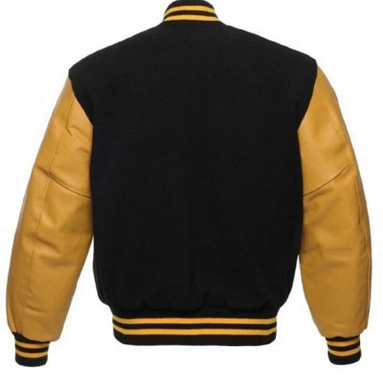 Men's College Varsity Black and Yellow Jacket