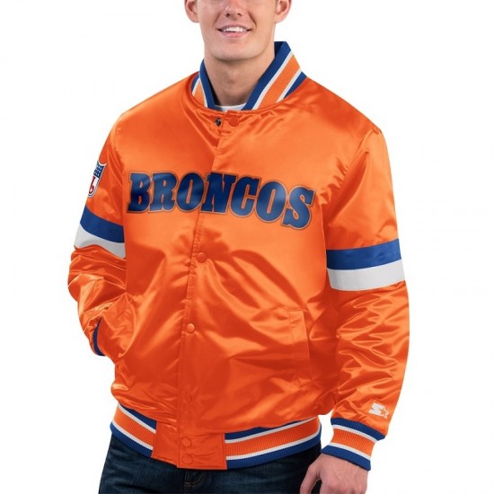 Men's Denver Broncos Starter Orange Gridiron Classics Satin Varsity Jacket