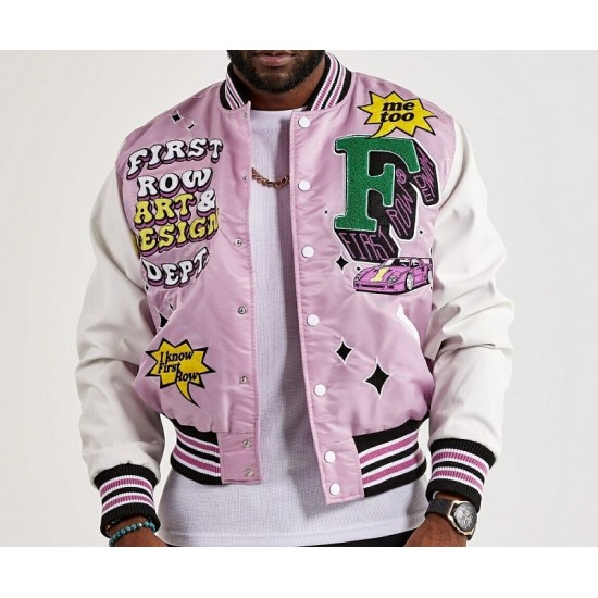 Men's Embroidered Art and Design Dept. Light Purple Varsity Jacket