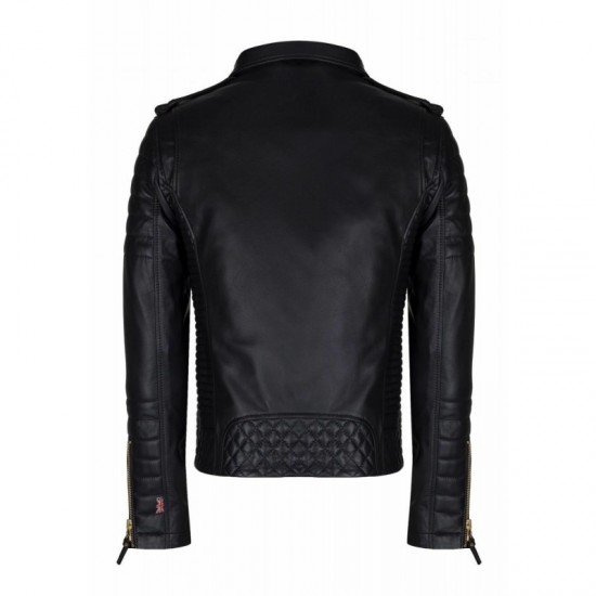 Men's Genuine Black Lambskin Leather Motorcycle Jacket Slim Fit Biker Jacket