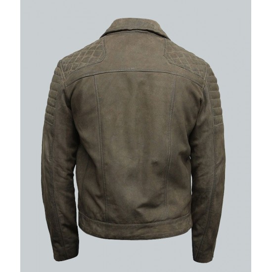 Men's Grey Suede Leather Motorcycle Jacket