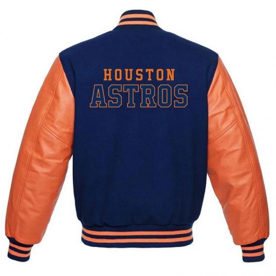 Men's Houston Astros Letterman Blue and Orange Jacket