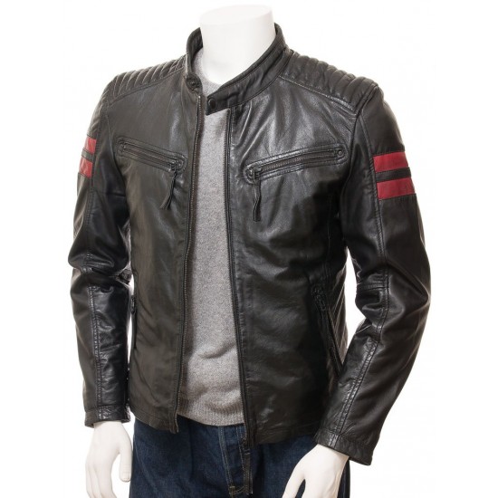 Men's Iconic Cafe Racer Sporty Leather Biker Jacket