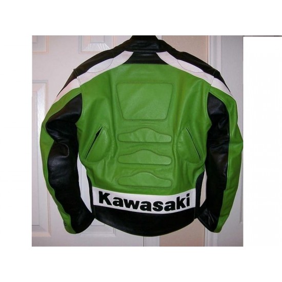 Men's Kawasaki Motorcycle Leather Moto Racer Jacket