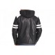 Men's Leather Moto Hoodie Jacket