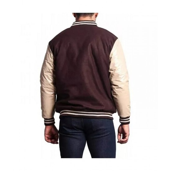 Men's Letterman Baseball Brown Varsity Jacket