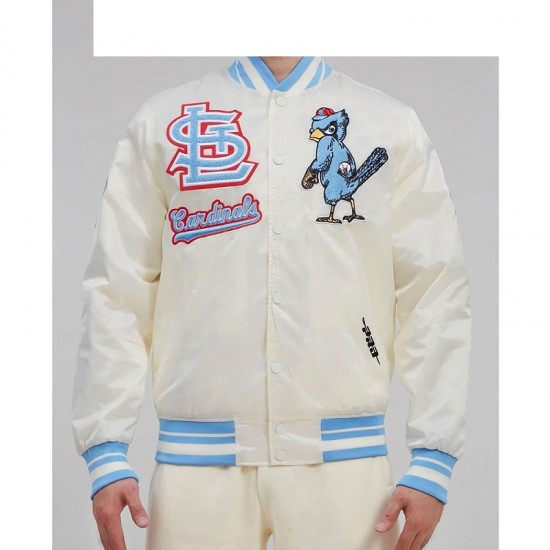 Men's MLB St. Louis Cardinals Retro Classic Rib Satin White Jacket