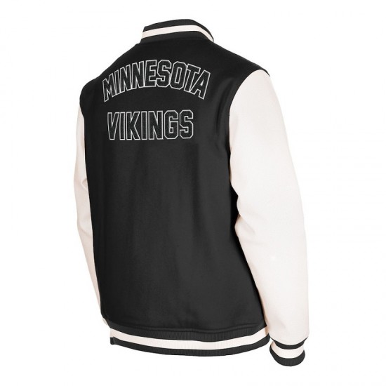 Men's Minnesota Vikings New Era Black Third Down Varsity Full-Snap Jacket