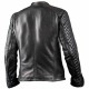 Men's Motorcycle Diamond Cafe Racer Black Genuine Leather Jacket