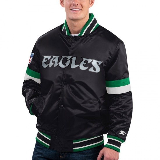 Men's Philadelphia Eagles Starter Black Gridiron Classics Varsity Jacket