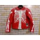 Men's Red Cowhide Fully Padded Red Skeleton Christmas Jacket