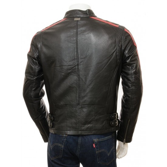 Men's Retro Cafe Racer Style Real Leather Biker Jacket