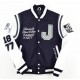 Men's Ribbed Cuff Button Down Stand Collar Varsity Jacket